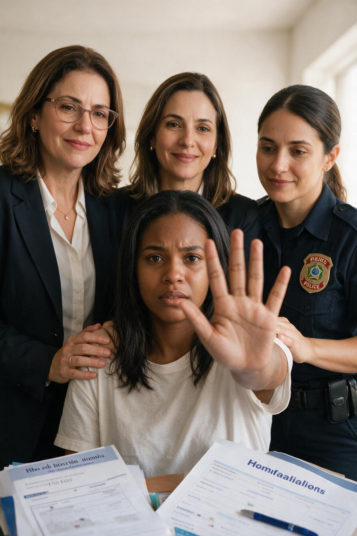 Imagem representando a defesa e acolhimento da mulher